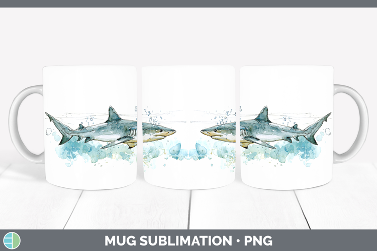 Sandbar Shark Sketch Mug Wrap Sublimation Design