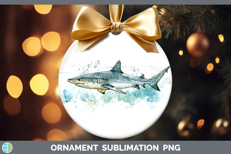 Sandbar Shark Sketch Ornament Sublimation Design