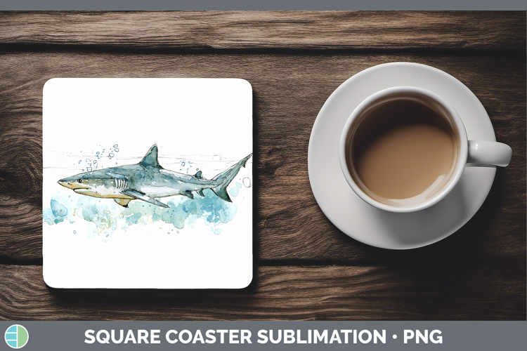Sandbar Shark Sketch Square Coaster Sublimation Design