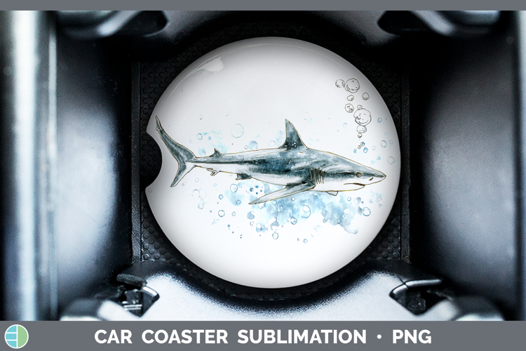 Silky Shark Sketch Car Coaster Sublimation Design
