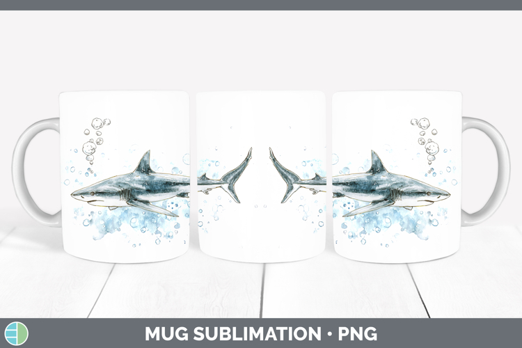 Silky Shark Sketch Mug Wrap Sublimation Design