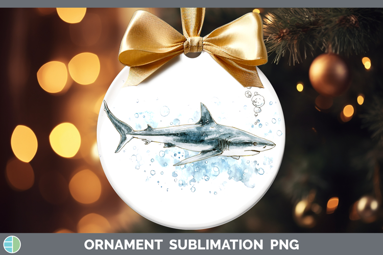 Silky Shark Sketch Ornament Sublimation Design
