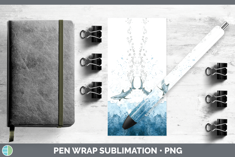 Silky Shark Sketch Pen Wrap Sublimation Design
