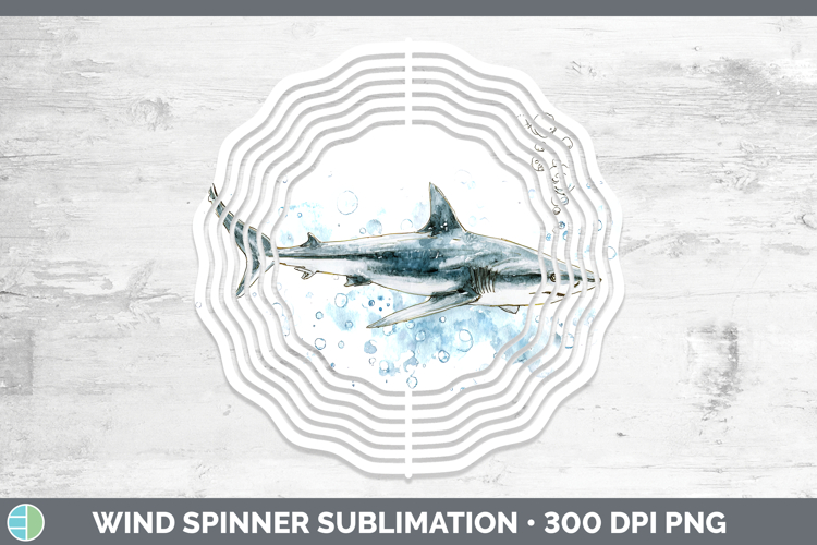 Silky Shark Sketch Wind Spinner Sublimation Design