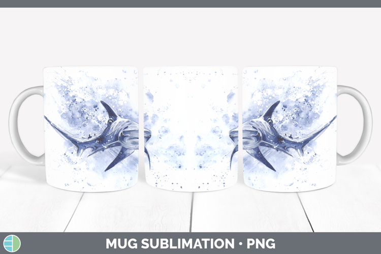 Thresher Shark Sketch Mug Wrap Sublimation Design