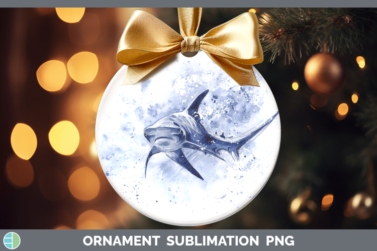 Thresher Shark Sketch Ornament Sublimation Design