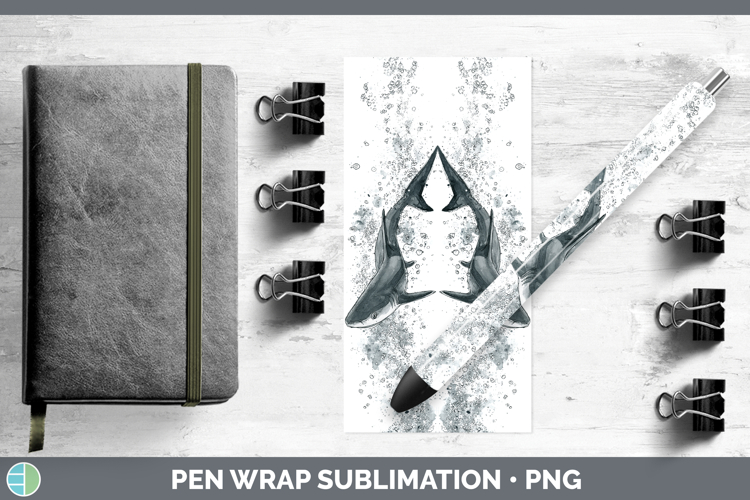 Thresher Shark Sketch Pen Wrap Sublimation Design