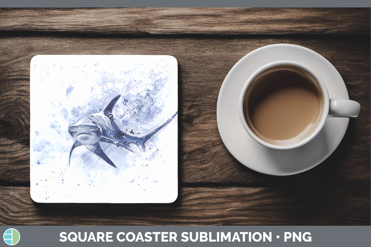 Thresher Shark Sketch Square Coaster Sublimation Design