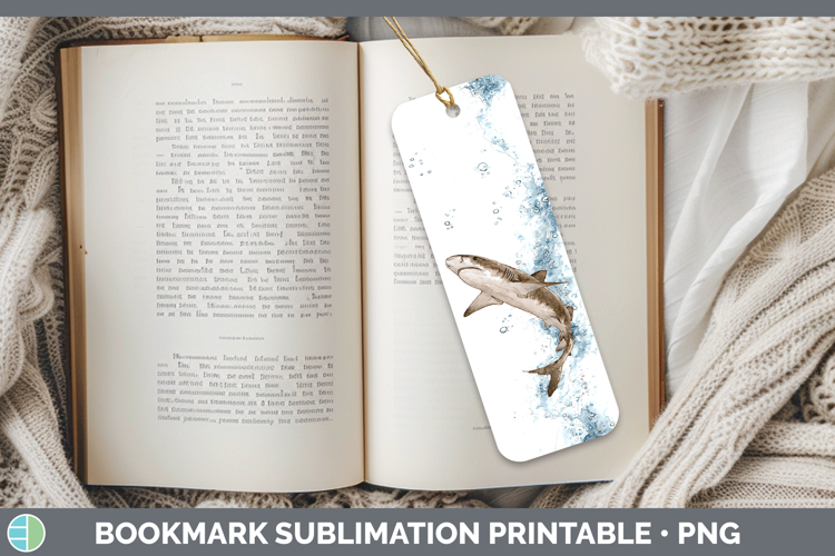 Tiger Shark Sketch Bookmark Sublimation Design