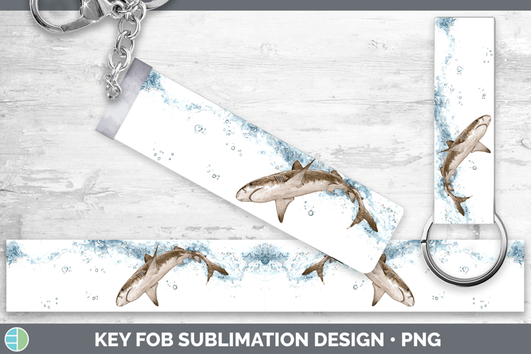 Tiger Shark Sketch Key Fob Sublimation Design