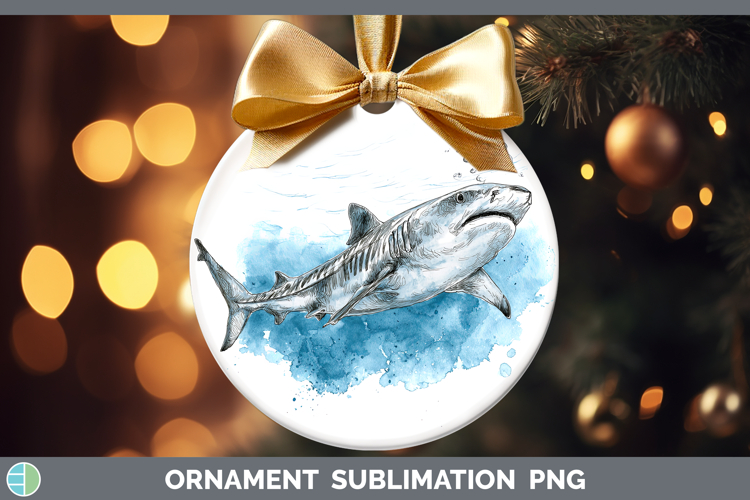 Tiger Shark Sketch Ornament Sublimation Design