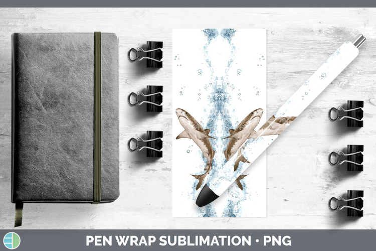 Tiger Shark Sketch Pen Wrap Sublimation Design