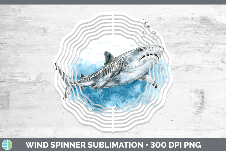 Tiger Shark Sketch Wind Spinner Sublimation Design