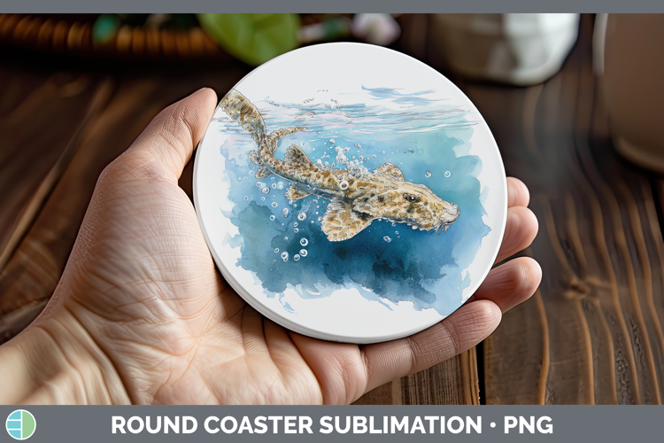 Wobbegong Shark Sketch Round Coaster Sublimation Design