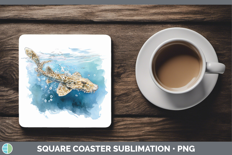 Wobbegong Shark Sketch Square Coaster Sublimation Design