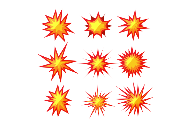 Dynamic explosion bursts creating comic book effect