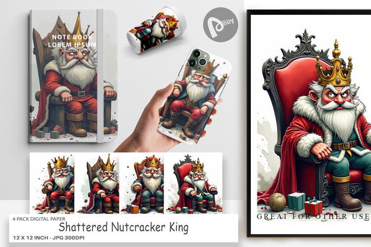 Digital Paper Shattered Nutcracker King