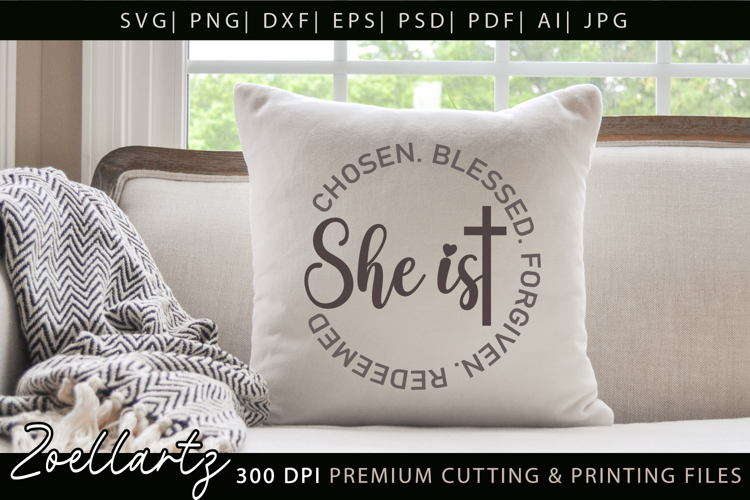 She Is Chosen Christian Quote SVG Inspirational T-shirt Mug