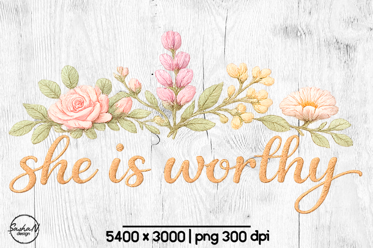 She is worthy Christian sublimation designs