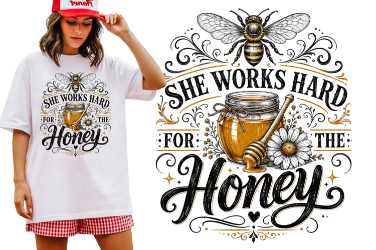 She Works Hard for the Honey Funny Bee Lover Vintage Shirt