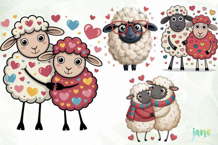 Funny Valentine Sheep Clipart