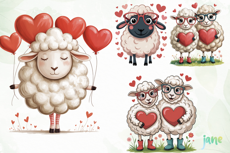 Funny Valentine Sheep Clipart