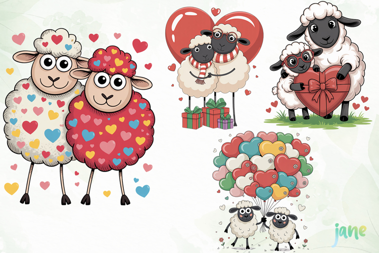 Funny Valentine Sheep Clipart