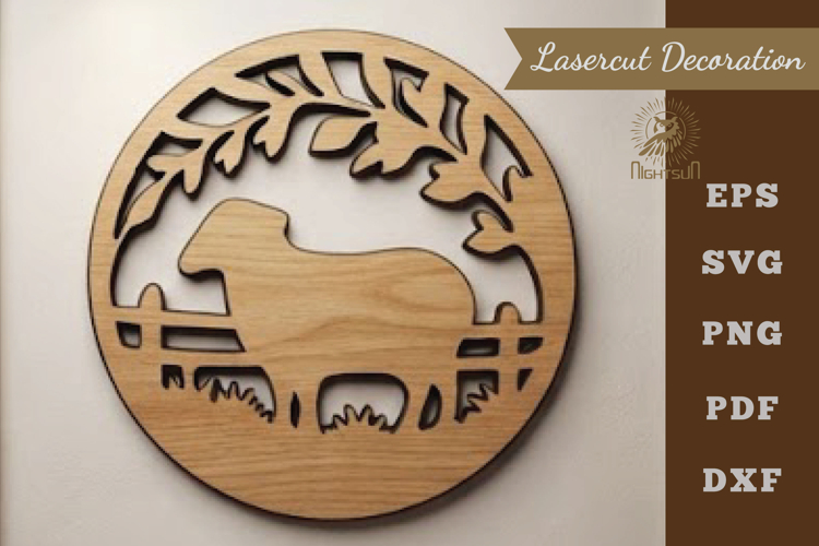 Sheep Round Lasercut Decoration SVG