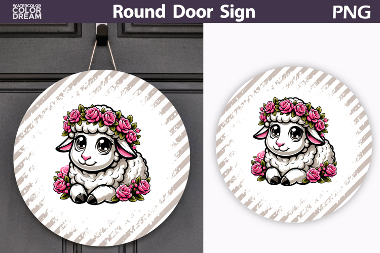 Sheep Floral Round Sign | Mothers Day Sublimation