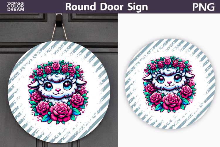 Sheep Floral Round Sign | Mothers Day Sublimation