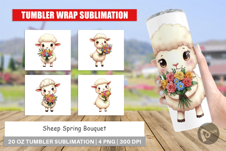 Tumbler Sheep Spring Bouquet