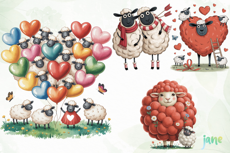 Funny Valentine Sheep Clipart