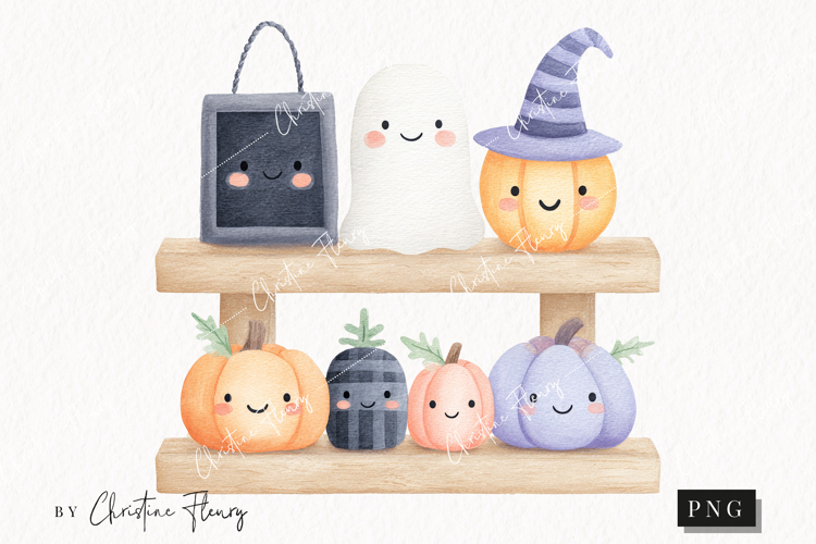 Cute Halloween Shelves Clipart | Halloween PNG