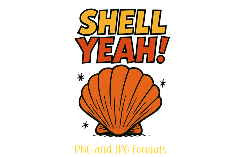 Shell Hell Yeah Pun Logo Slogan Illustration PNG Cartoon