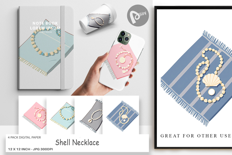 Digital Paper Shell Necklace example image 1