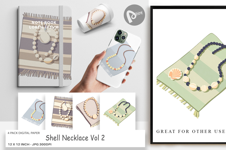 Digital Paper Shell Necklace
