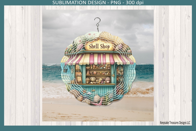 Shell Shop Wind Spinner PNG Coastal Summer Sublimation Decor