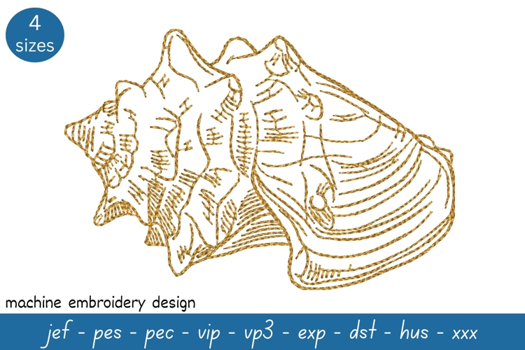 Shell sketch embroidery design 7 - Machine Embroidery Design