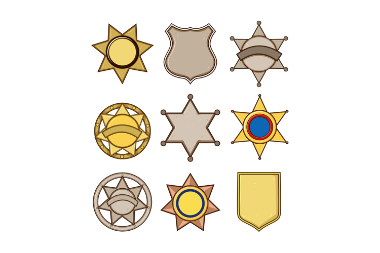 sheriff badge set cartoon