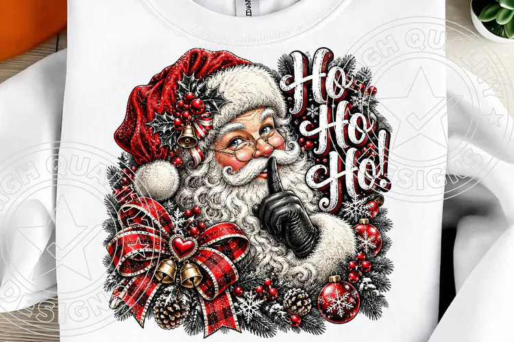 Shh Santa Ho Ho Ho Funny Vintage Christmas Santa PNG