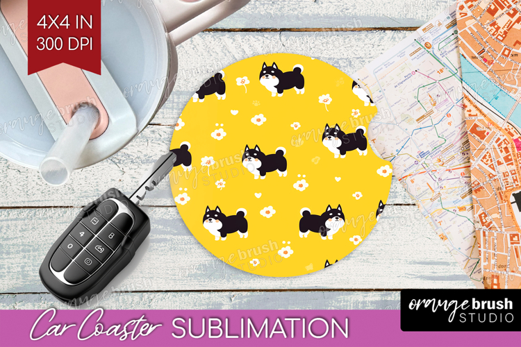 Shiba Inu Dog Car Coaster Cute Chibi Puppy Coaster PNG