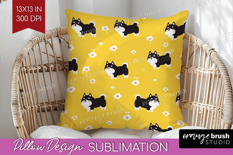 Shiba Inu Dog Pillow Sublimation Cute Chibi Puppy Pillow PNG