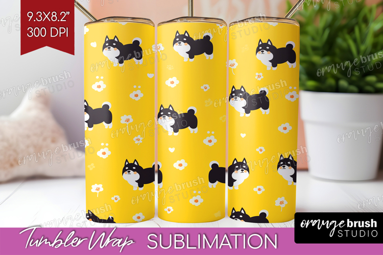 Shiba Inu Dog Tumbler Wrap Cute Chibi Puppy Tumbler PNG