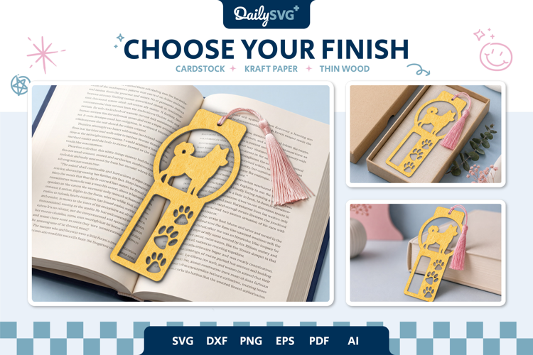 Dog Bookmark Papercut SVG Reading Cut File