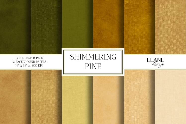Pine Green and Gold Digital Paper, Printable Textures