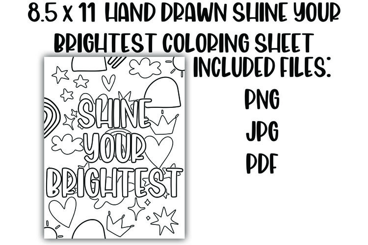 Shine Your Brightest Doodle Coloring Sheet example image 1