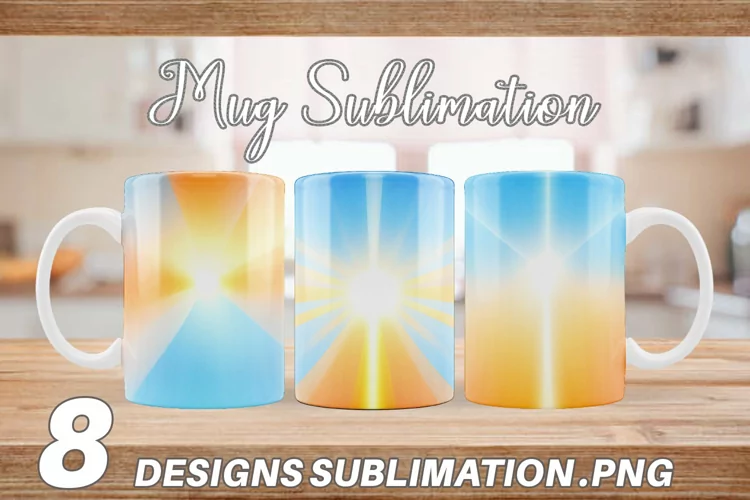 Shining Orange Blue Mug sublimation design