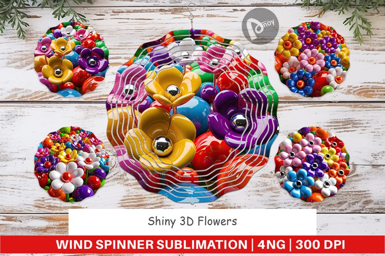 Wind Spinner Shiny 3D Flowers