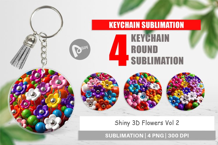 Keychain Shiny 3D Flowers