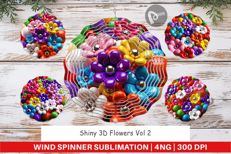 Wind Spinner Shiny 3D Flowers